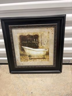 Calm & Quiet Bathtub Wall Art - Ornate Black Frame
