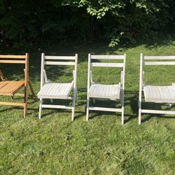 Vintage Wooden Folding Cottage Chairs