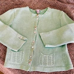 Mint Green Cotton Cardigan, szM