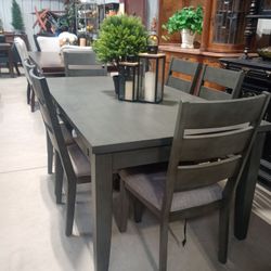 Gray Farmhouse Style Dining Table Set 