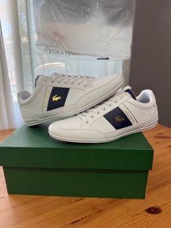 Lacoste Chaymon Leather Sneakers - White/Navy - Men's Size 9 - Brand New