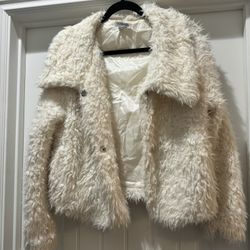 Fashion Nova Cream Sherpa Jacket