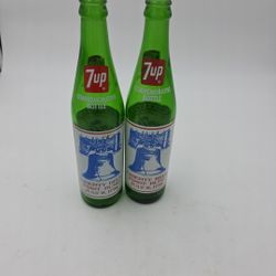 Vtg. 7-up Bottle Liberty Bell Bicentennial 1(contact info removed) Commemorative 2 Pack