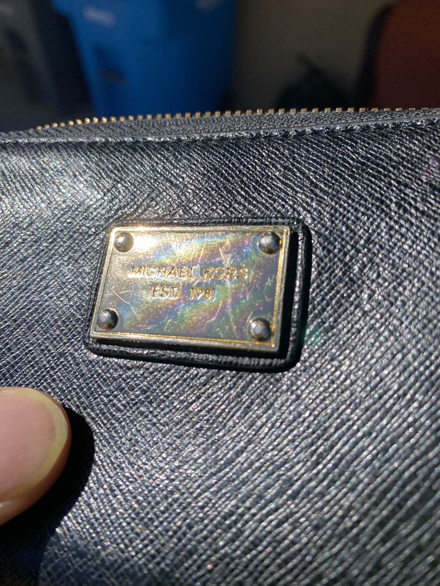 Michael Kors Black & Gold Leather Wristlet Wallet