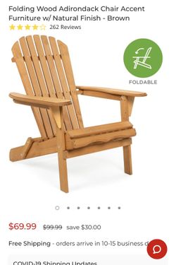Brand new Folding Wood Adirondack Chair Accent Furniture w/ Natural Finish - Brown