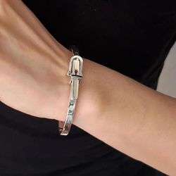 925 sterling silver women's lady's men's unisex belt bangle band bracelet Gift