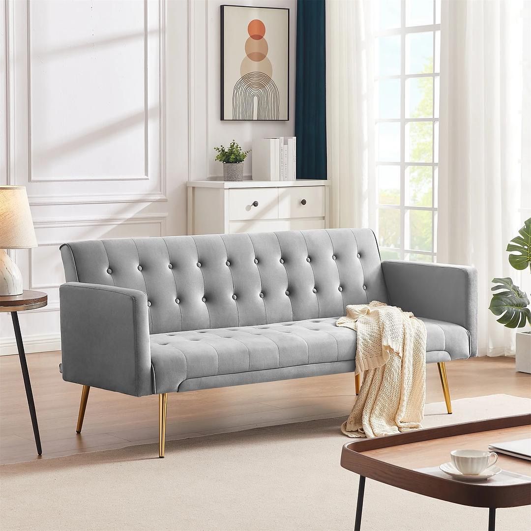 New Grey Mcm Futon Couch
