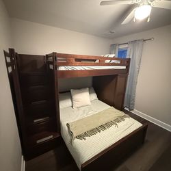 Full/twin kids bunk bed with storage