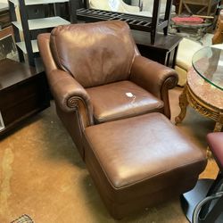 Leather Chair And Ottoman 