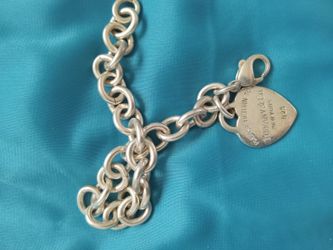 Return To Tiffany Heart Tag Charm Bracelet Sterling Sz Med