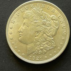 2x 1921 Morgan Silver Dollars – AU/UNC Condition 