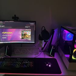 Pro Gaming/ Streaming Productivity Pc Setup Everything Included (except Desk) (elite White And Black Theme)