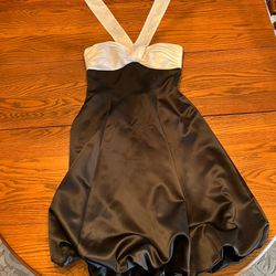 Classic Black And White Satin Prom/ Formal Dress Size 4