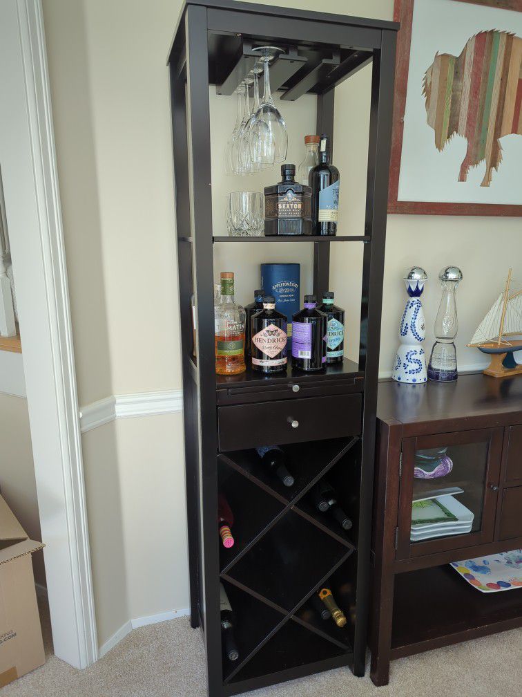 Wine Rack With Drawer And Glass Holder