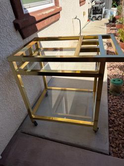 Gold Metal and Glass Bar Cart