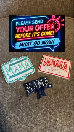 Set of 3 Mama Embroidered Iron-On Patches
