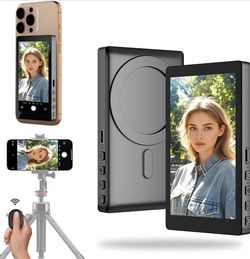 FLATIC Vlog Selfie Monitor Screen for iPhone & Android, 2000mAh Back Camera Monitor Phone with Bluetooth Remote, Speaker, 3-Level Brightness, 4K/30FPS