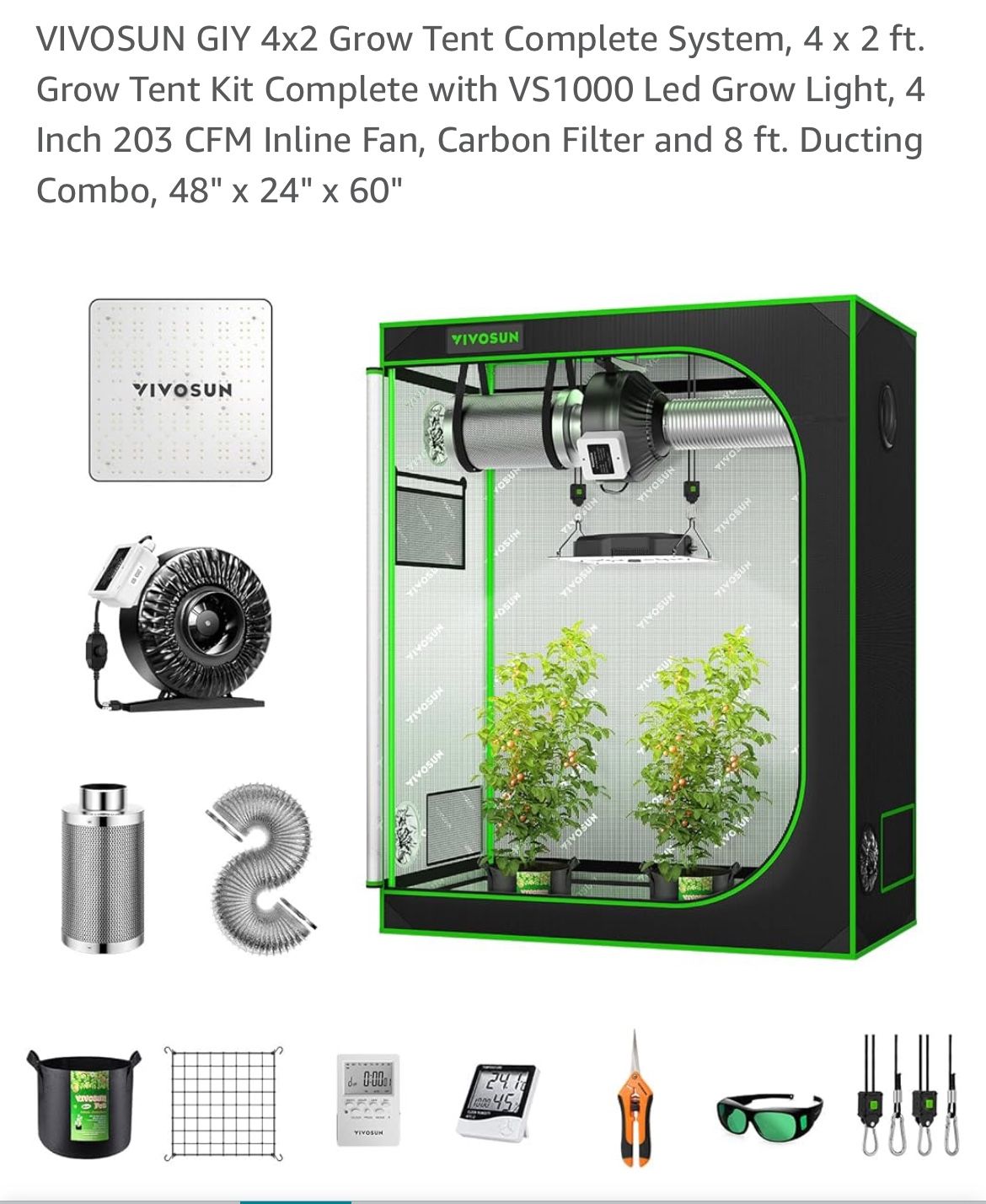 Grow Tent With Extra Light And All Accessories