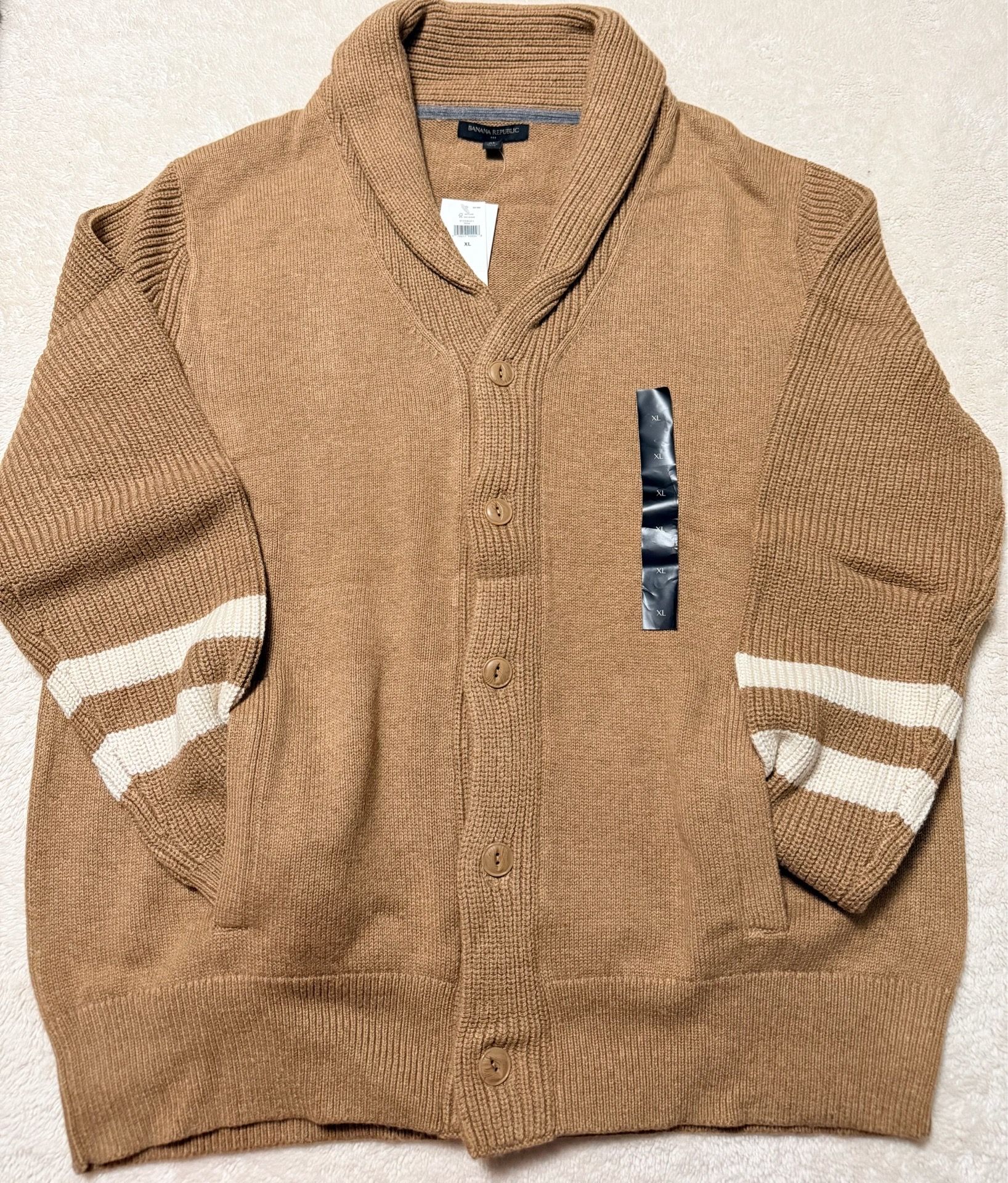 Banana Republic Men’s Cardigan New Brown & Cream XL
