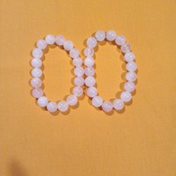 8 inch Genuine Rose Quartz Bead Bracelet 