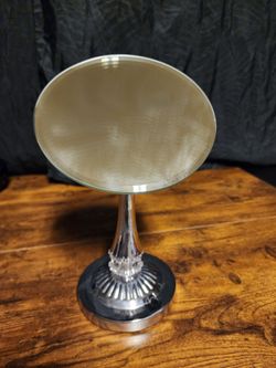 Frameless Vanity Makeup Mirror - Chrome Pedestal Stand