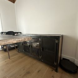 Hutch table entertainment dining china wood modern storage cabinet