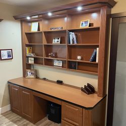Executive Desk With Lighted Hutch