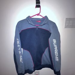 Pre Owned Supreme Speedway Half-Zip Sweatshirt - Navy Blue Size Large
