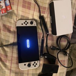 Nintendo Switch OLED White With Dock, accessories, Smash Bros, Super Mario 3D World and Animal Crossing