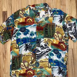 Vintage Jams World Traveling Havana Cuba Rayon Hawaiian Shirt Men's L