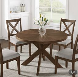Like New- Lathan 48” Round Dining Table and 4 Chairs