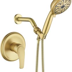 3511-Single-Handle Shower Faucet Set Shower Kit with Valve Shower Trim Kit with 10 Spray Handheld Shower Head System Shower Valve and Trim Kit Brushed