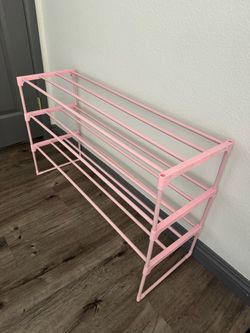 Pink 3-Tier Metal Shoe Rack