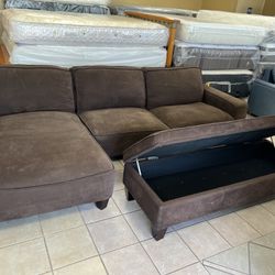 Brown Sectional With Storage Ottoman🚛🚛 We Deliver🚛🚛