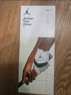 New Nike Jordan Tour Golf Glove Left Hand - White - Black Cadet Size M/L