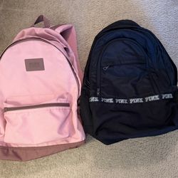 2 Victorias Secret Pink Book-bags Backpacks Pink And Black 