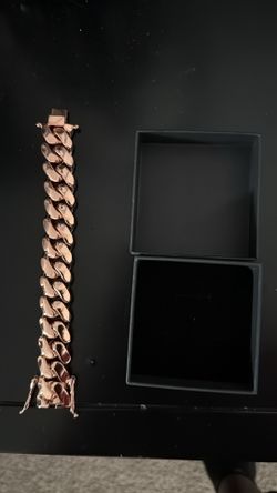 14k rose gold plated Cuban bracelet 22mm 6 inches