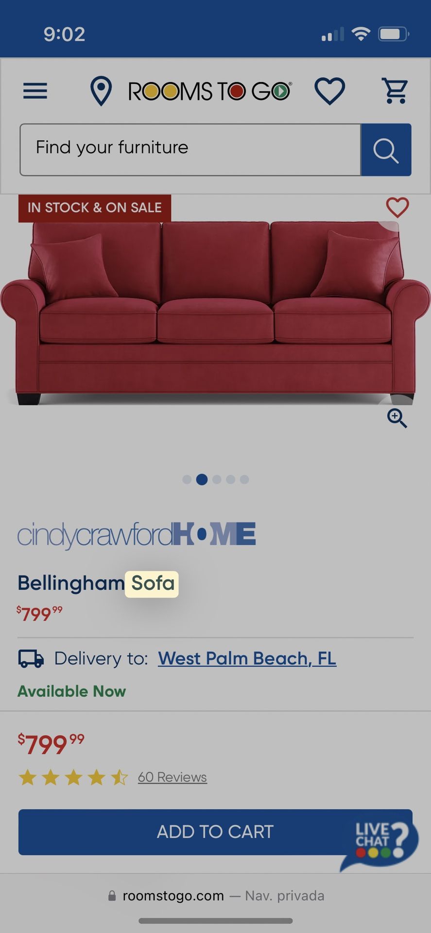 CindyCrawford Red Sofa