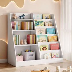 6 Tier Kids Wooden Bookshelf and Toy Storage, White