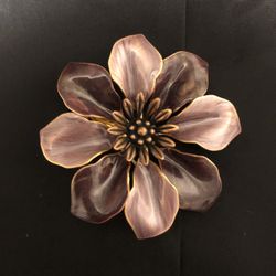 Vintage Purple Enamel Flower Brooch 