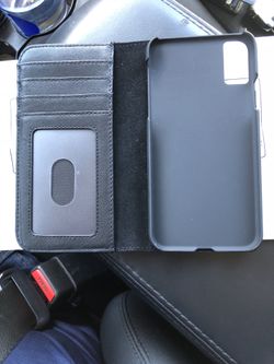 iPhone X black leather wallet case