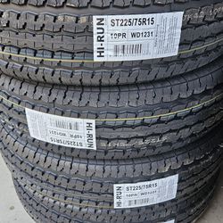 4 New ST 225-75-15 Hi-Run Load E 10 ply 80psi 2830 lb Trailer Tires ST225 75 R15 Inch Tire FREE Same Day Delivery To Most Inland Empire Locations