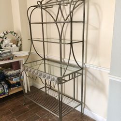 Glass Table w/ 4 Chairs & Hutch 