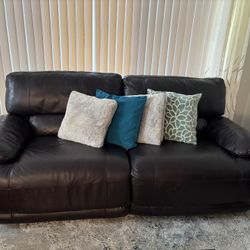 Brown Leather Recliner Sofa (electric) 