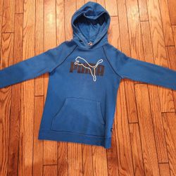 Youth Puma Logo Pullover Hoodie Blue