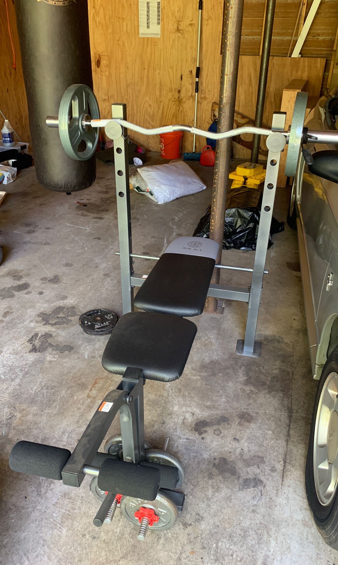 Weight bench bars weights and dumb bells incl