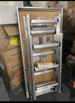 AS IS Louisville Energy Efficient 7 ft. to 10 ft. 25.5 in. x 54 in. Insulated Aluminum Attic Ladder