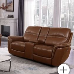 Oliver Leather Power Reclining Loveseat with Power Headrests