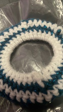 Handmade Crochet Scrunchie Blue and White