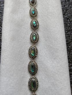 Vtg..925 Sterling Silver..Abalone Shell Bracelet 